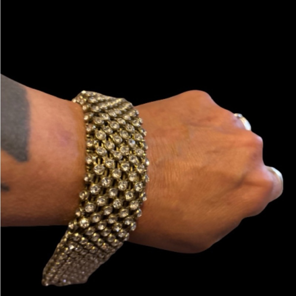 Art Deco Inspiration -  Vintage Silver & Rhinestone Bracelet - Picture 4 of 14